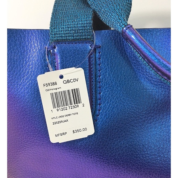 Coach Hologram Iridescent Blue Derby Tote Bag NWT - Picture 5 of 8